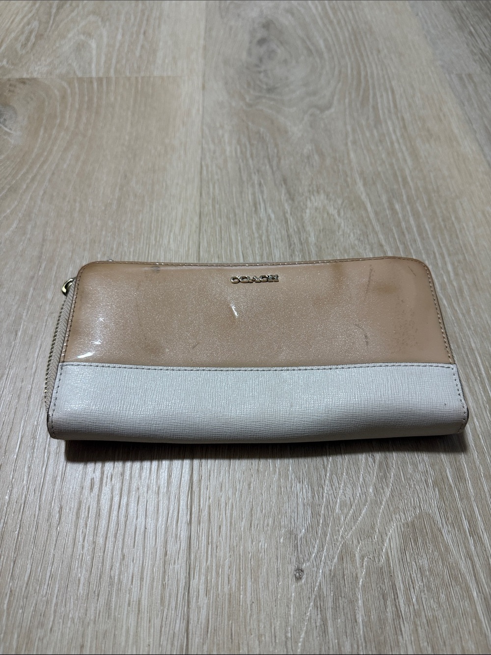Coach Two-Tone Nude and Cream Zip Wallet